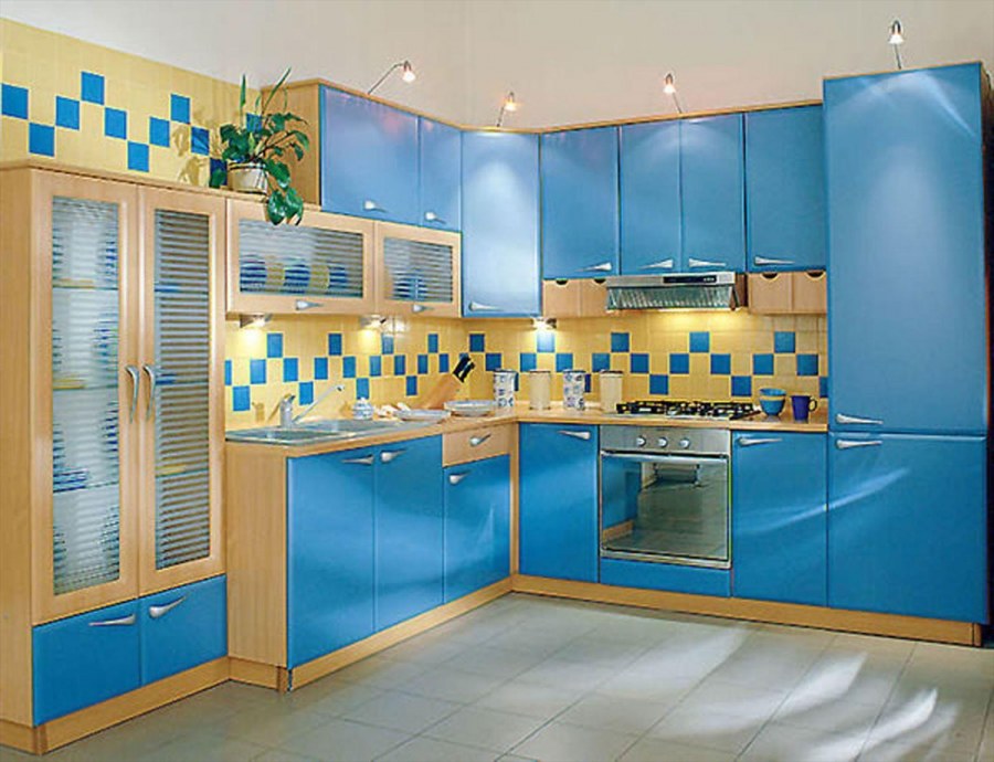 Кухня в сине желтом цвете