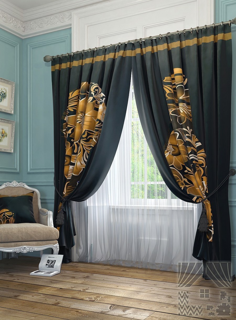 Комплект штор ТОМДОМ Жорж 260х290см, желтый, коричневый