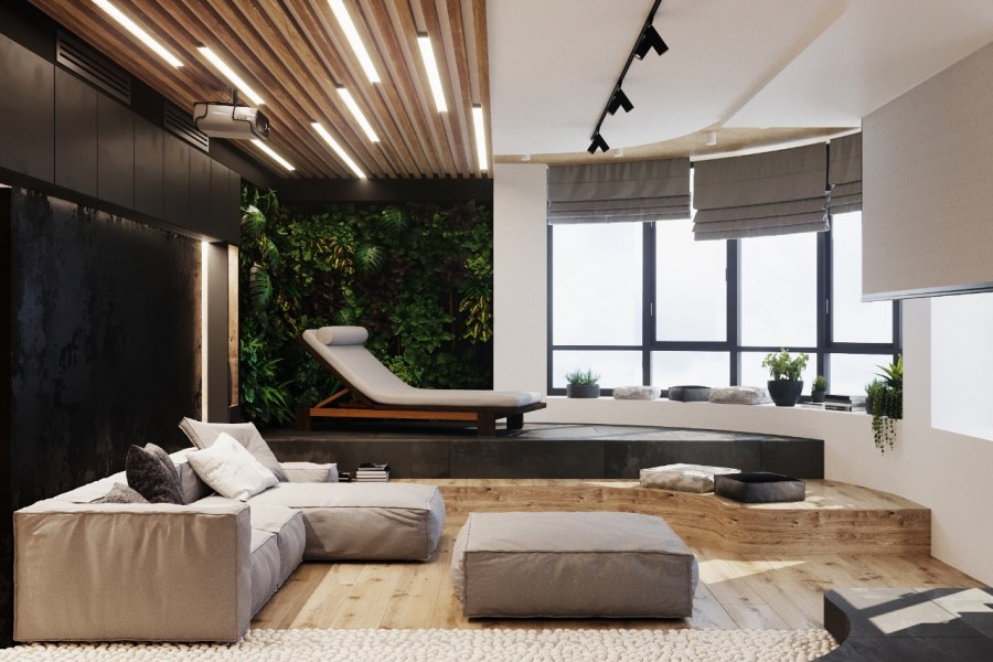 Интерьер гостиной холостяка