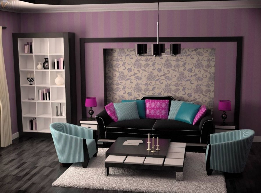 Сиреневые стены в интерьере