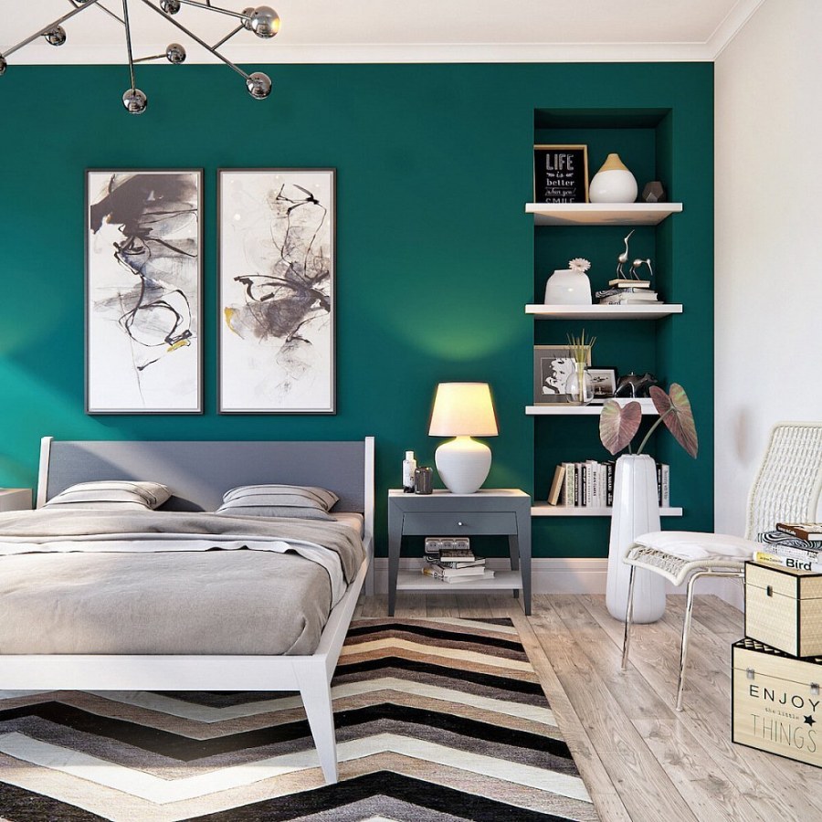 Обои в интерьере спальни маленькой