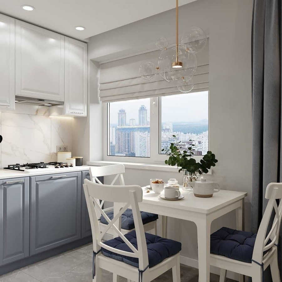 Дизайн узкой кухни гостиной с балконом