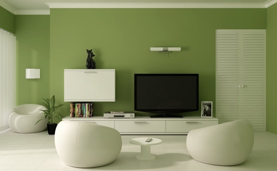 Зеленая стена однотонная