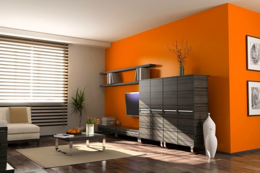 Серый и оранжевый в интерьере