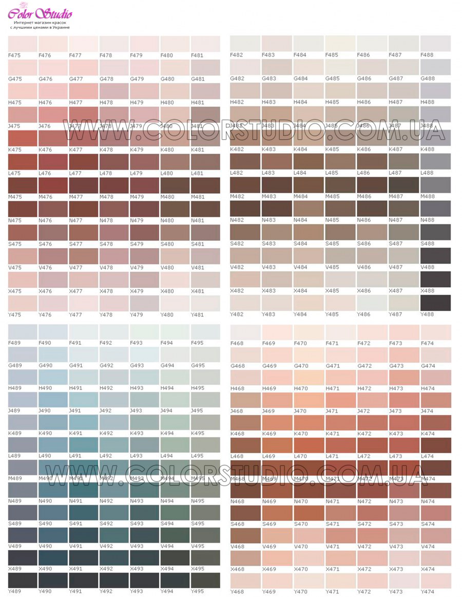 Колеровочная таблица Тиккурила симфония