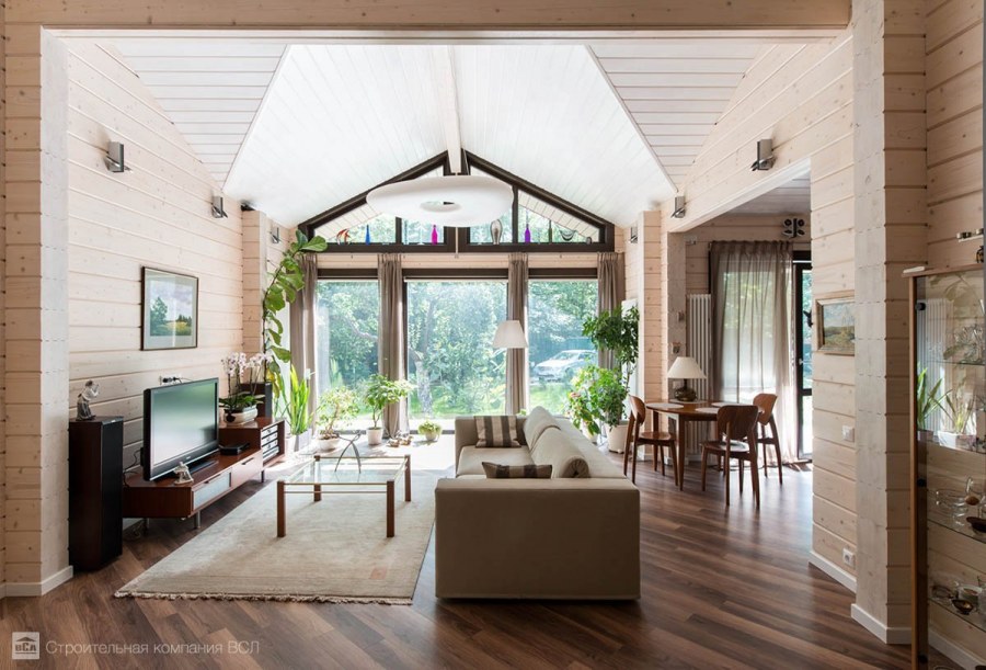 Интерьер дома из клееного бруса
