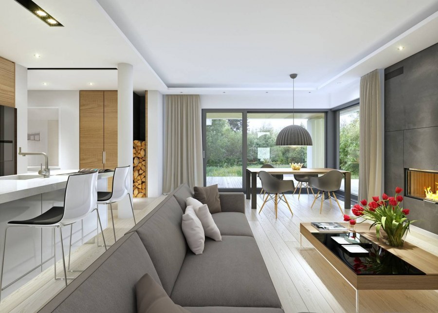 Гостиная в одноэтажном доме