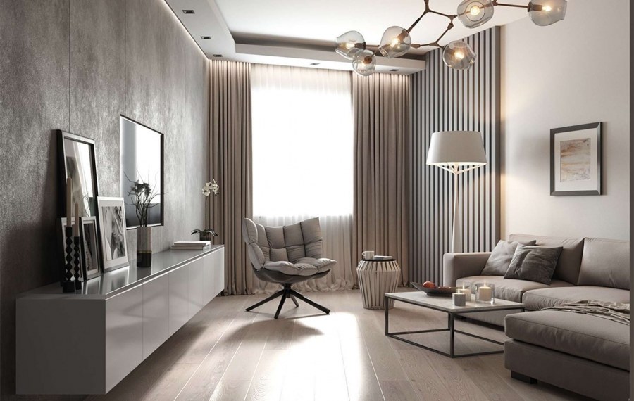 Шторы в стиле Минимализм в гостиной