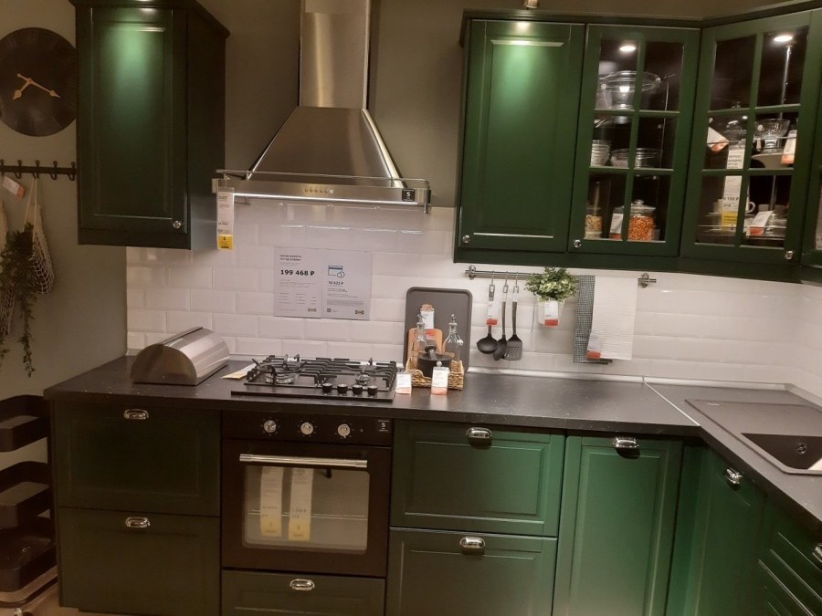 Икеа кухня Будбин зеленая