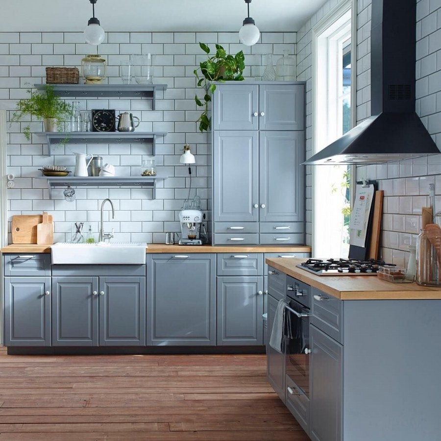 Зелёная кухня икеа Прованс