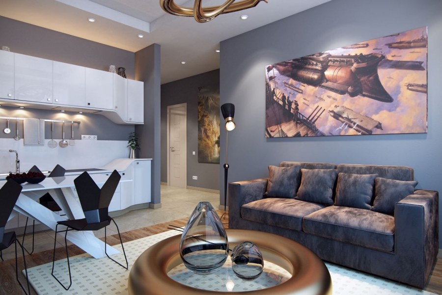 Кухня-гостиная в футуристическом стиле