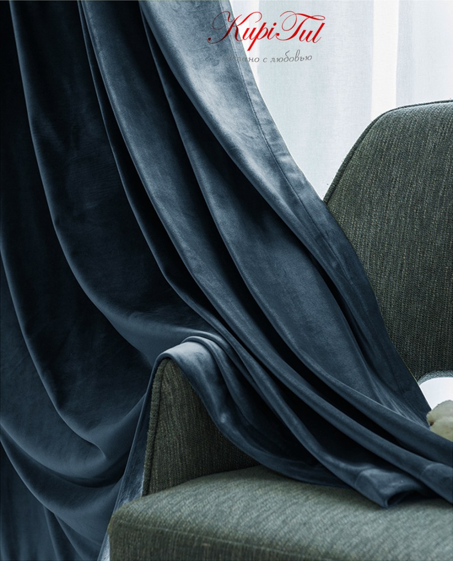 Шторы голубой бархат