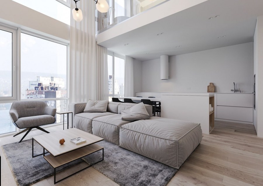 Открытая планировка гостиная и кухня