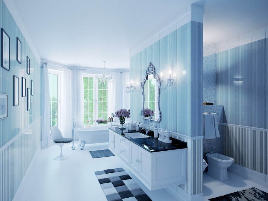 Ванная в холодных тонах