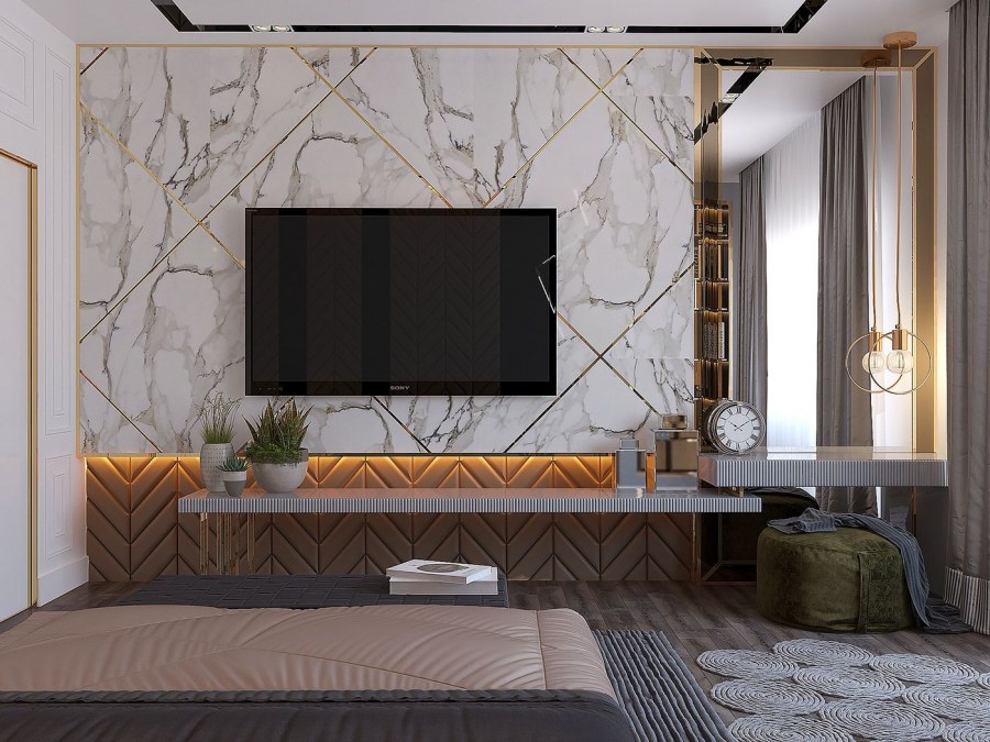 Спальня с телевизором в стиле