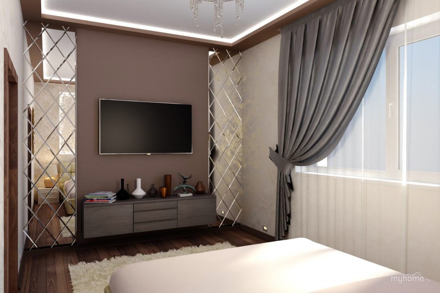 Выделение зоны телевизора в спальне