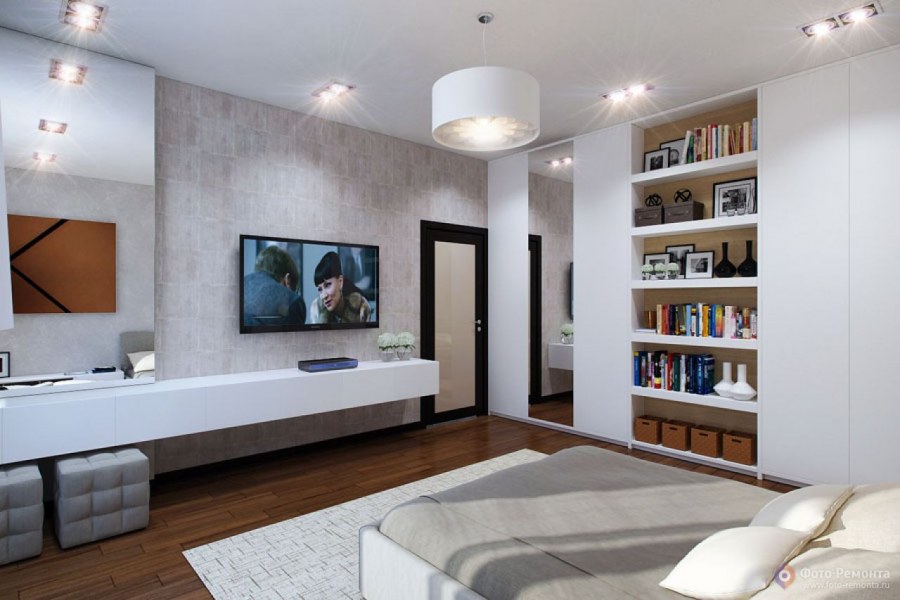 Зона телевизора в спальне