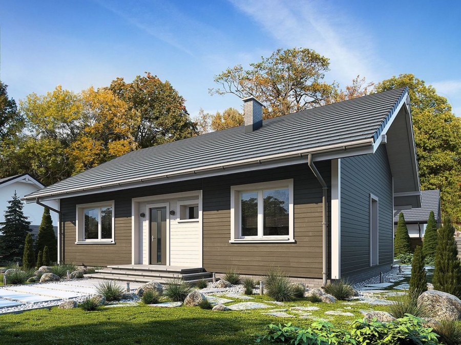 Одноэтажный каркасный дом 10х12