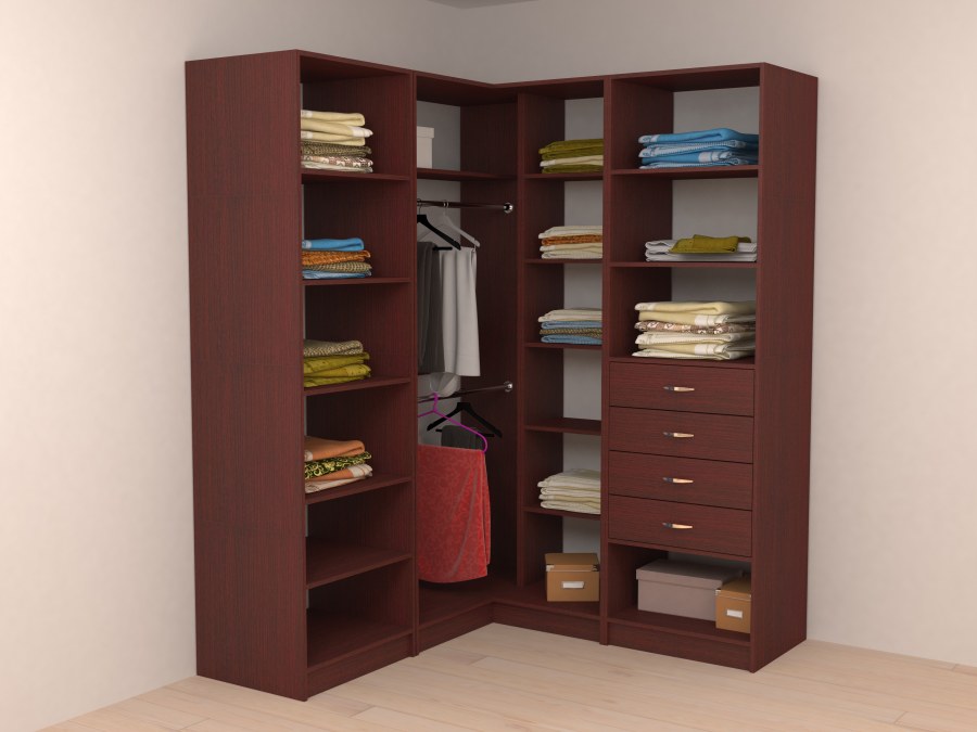 Угловая гардеробная 2000х1500