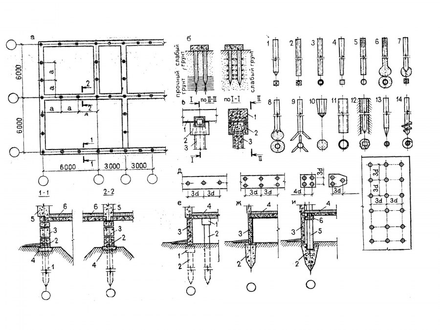 Схема расположения забивных свай