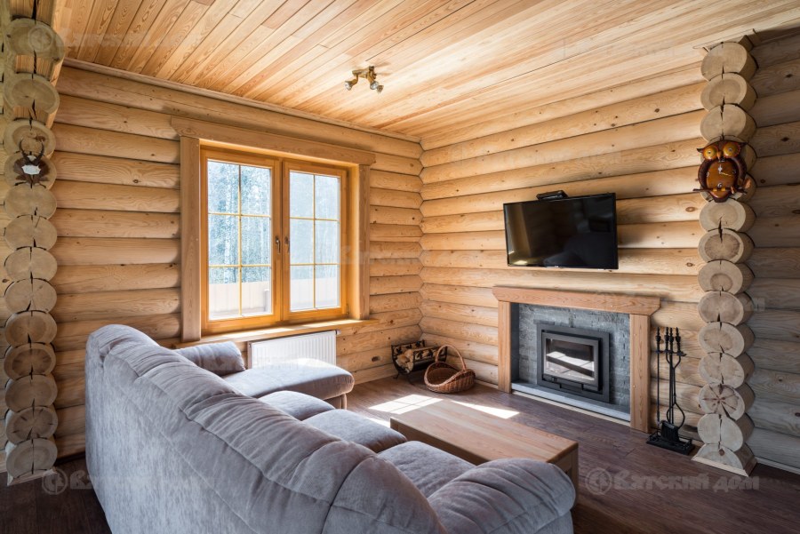 Дом из оцилиндрованного бревна интерьер