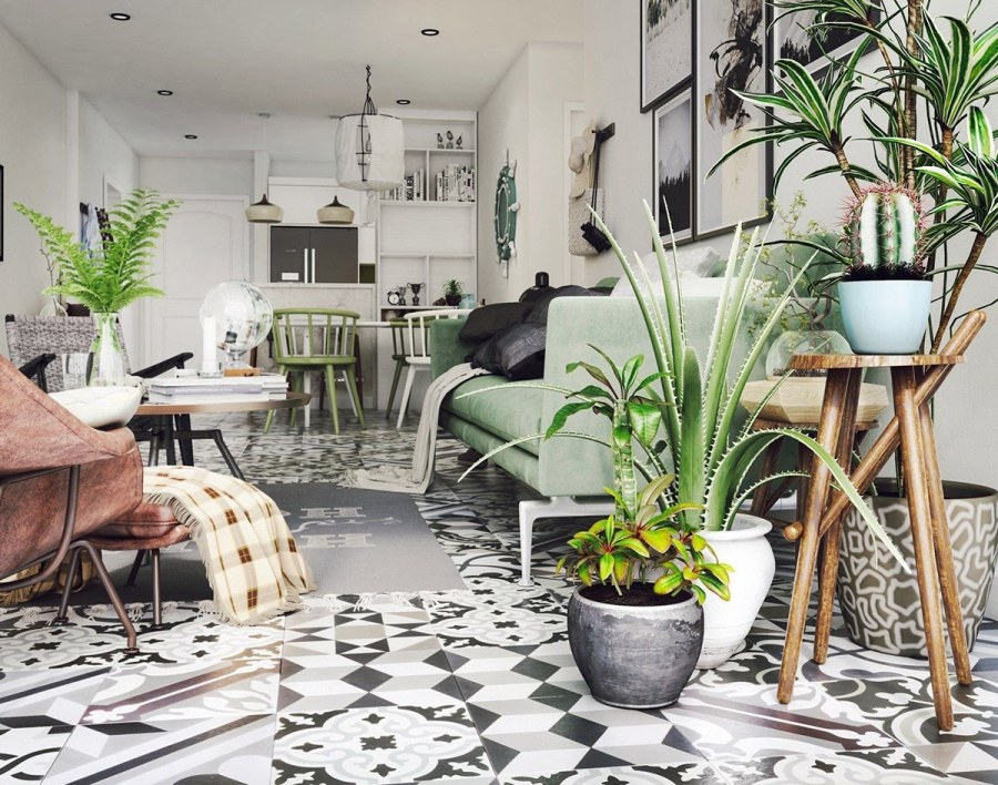 Фитостена в гостиной