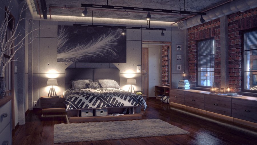 Комната в стиле лофт 12кв светлая