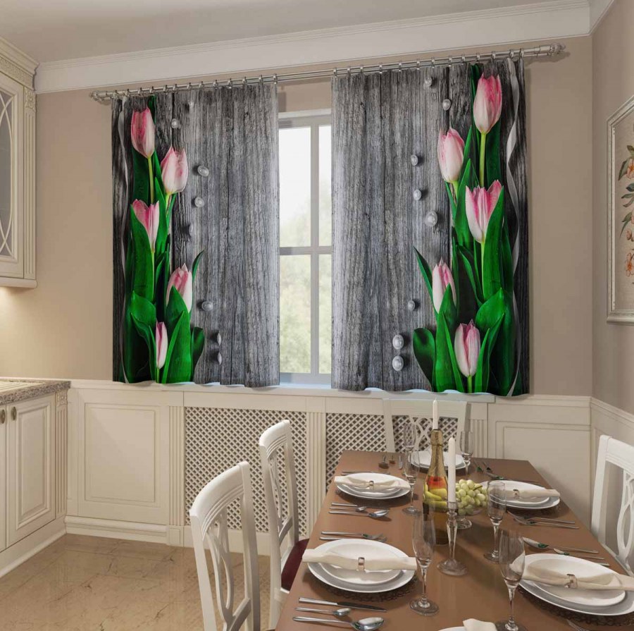 Красные шторы на кухню