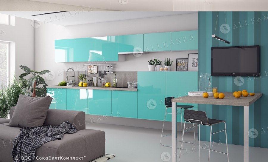 Кухни в стиле Скандинавия синий