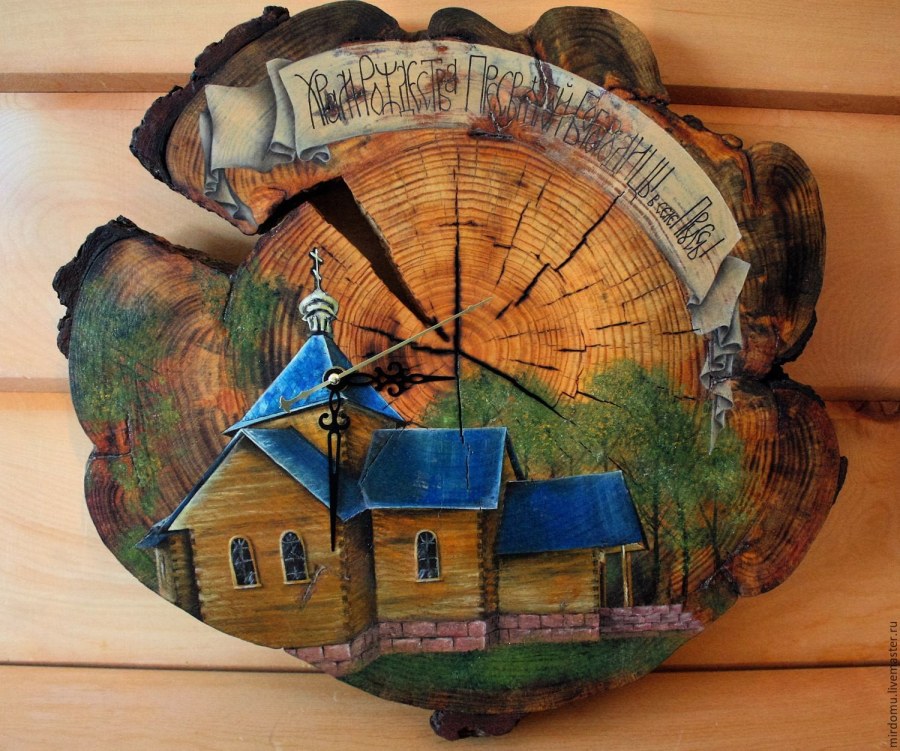 Часы из спила дерева