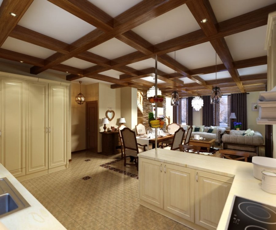 Потолок в стиле Шале