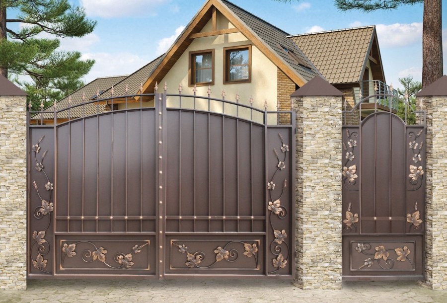 Кованые ворота классика лоза