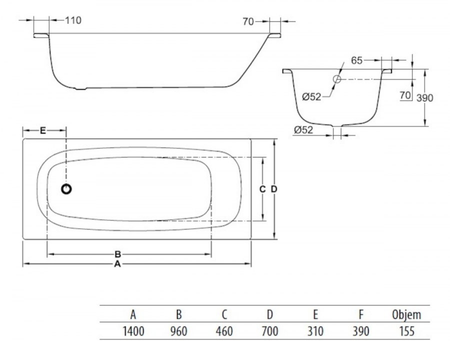 Ванна стальная Gala 150 70