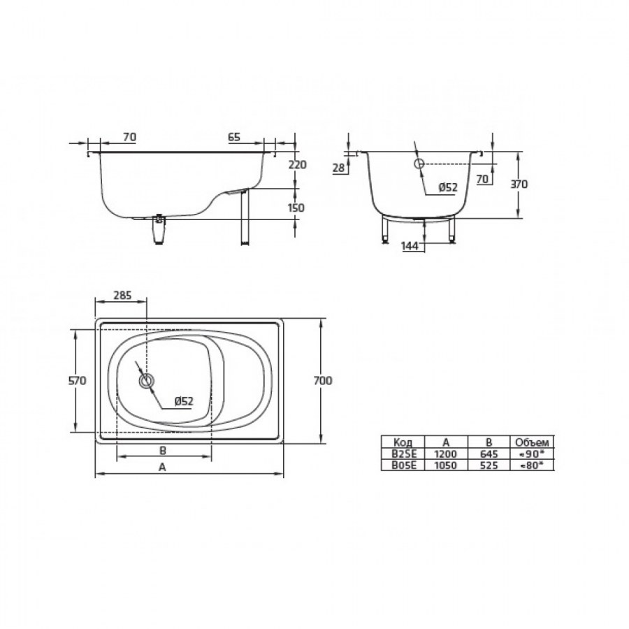 Ванна BLB Europa Mini b15e сталь