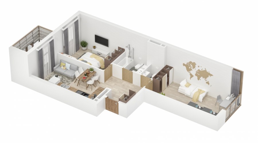 Планировка евротрешки 60м