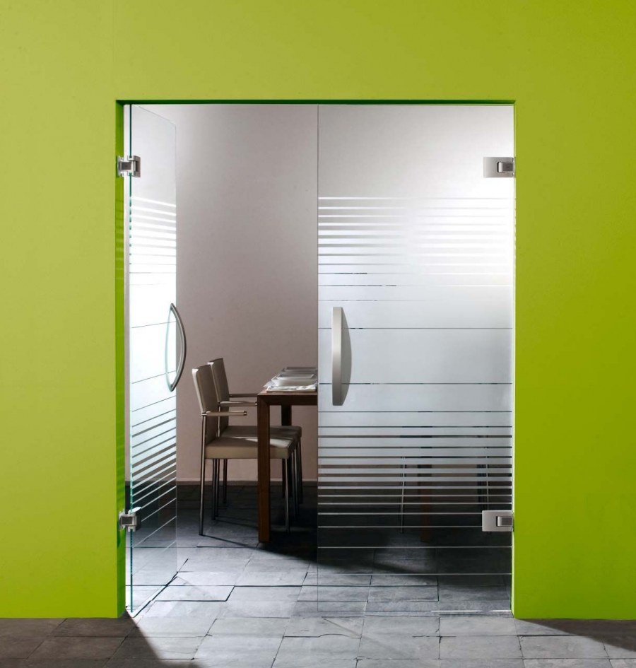 Двустворчатая маятниковая стеклянная дверь