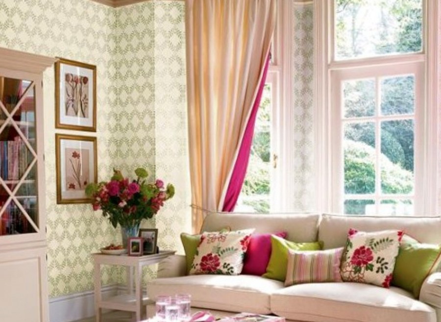 Интерьер Прованс розово зеленое