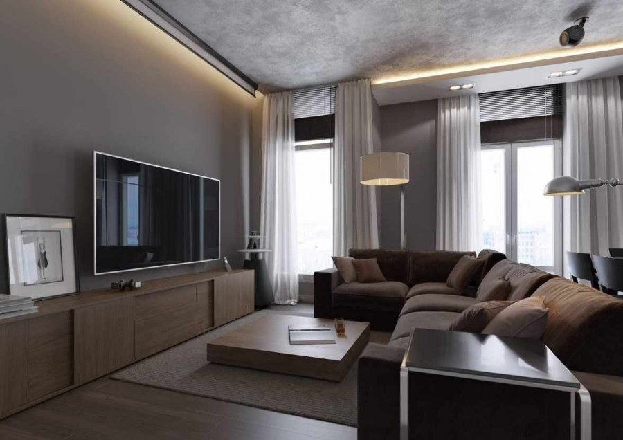 Интерьер в серо коричневых тонах