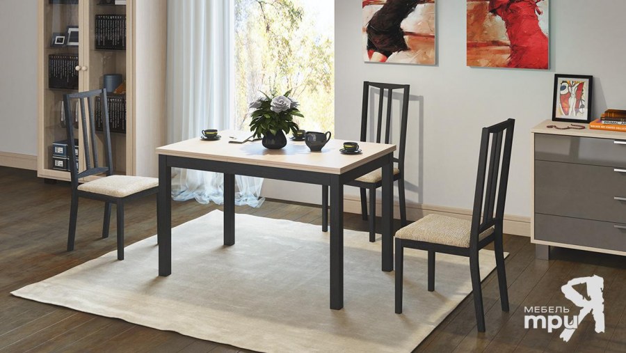 Стол обеденный «Монреаль» Тип 1 (белый глянец/моод темный)