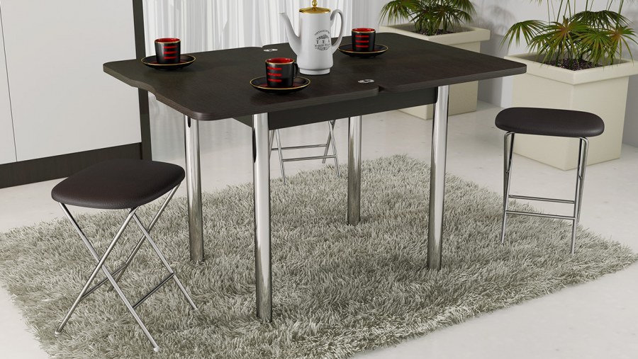 Стол обеденный с хромированными ножками Лион мини см-204.01.2