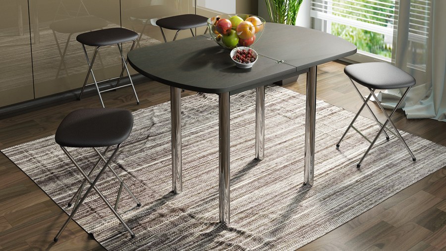 Стол обеденный с хромированными ножками Лион мини см-204.01.2