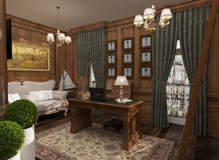 Интерьер кабинета в английском стиле