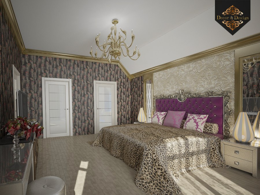 Леопард в интерьере спальни