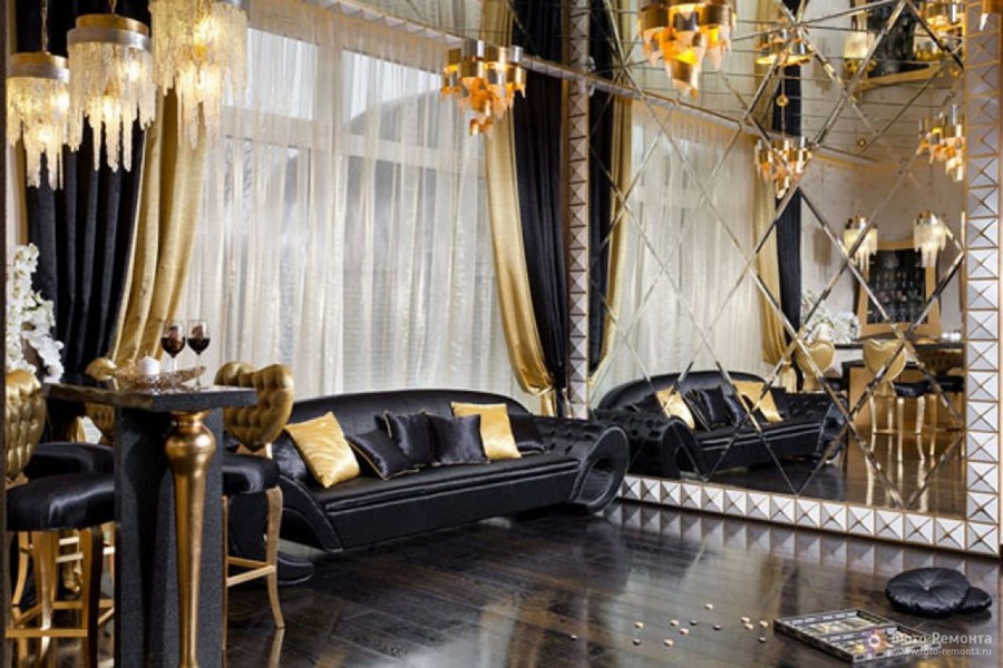 Черно золотистый интерьер