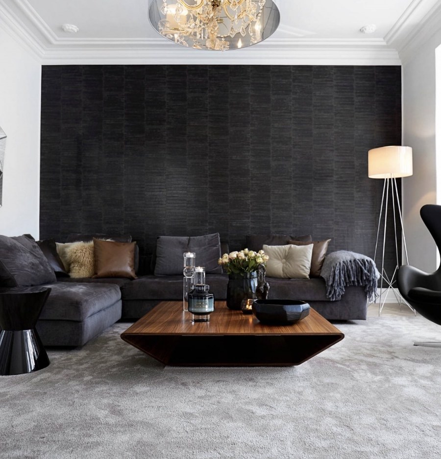 Черная стена в интерьере