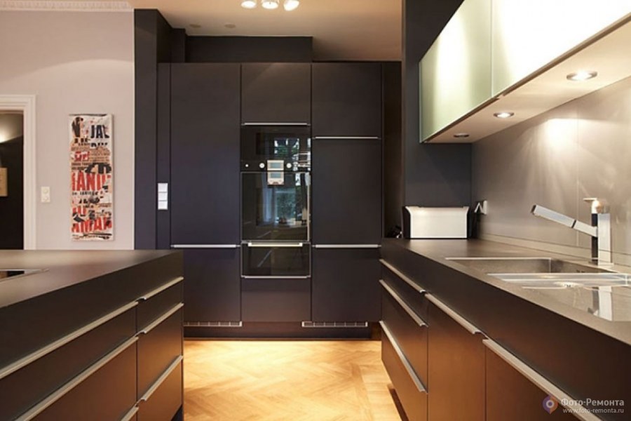 Кухня в коричневых тонах Минимализм