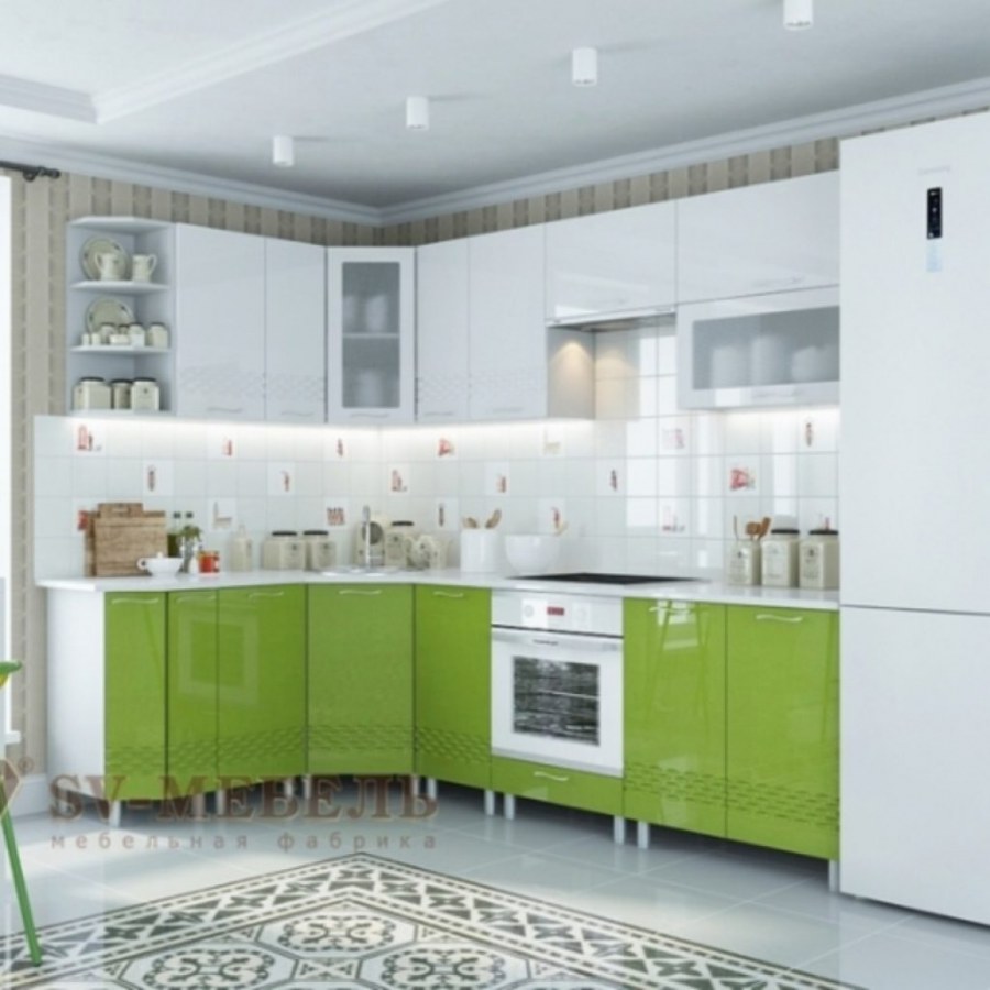 Кухня волна олива угловая