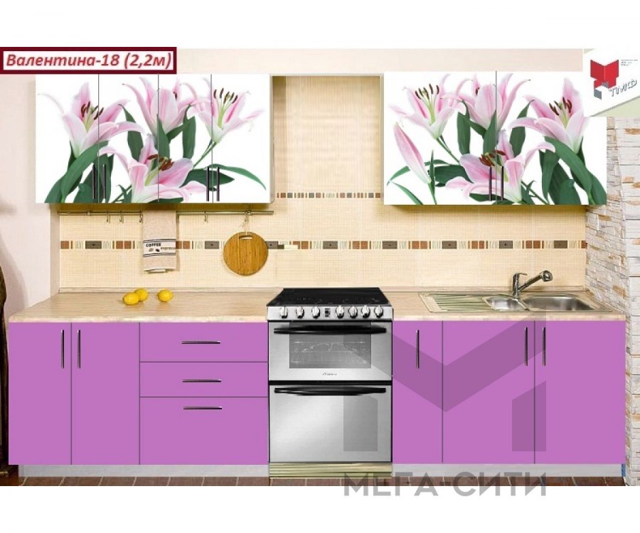 Кухня с фотопечатью Лилия