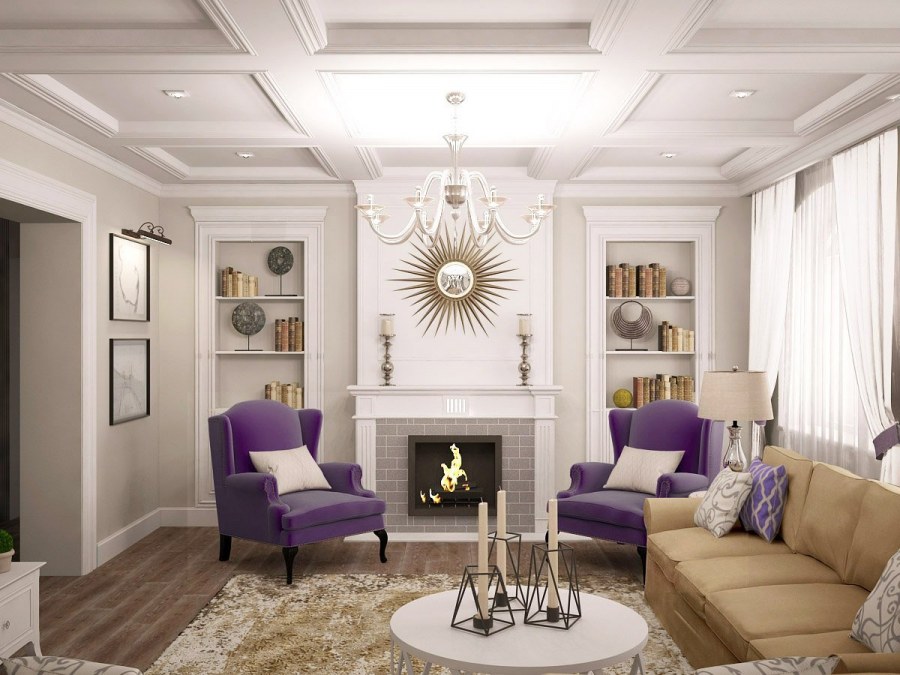 Гостиная в стиле Неоклассика с камином