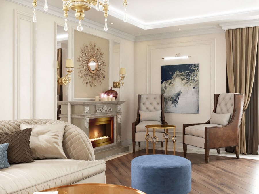 Каминная зона в стиле Неоклассика
